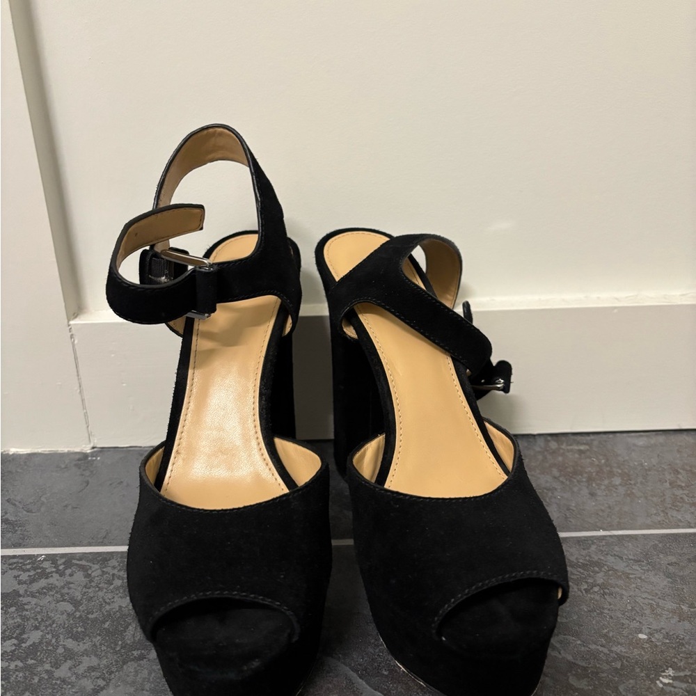 Michael Kors Black Suede Platform Sandals